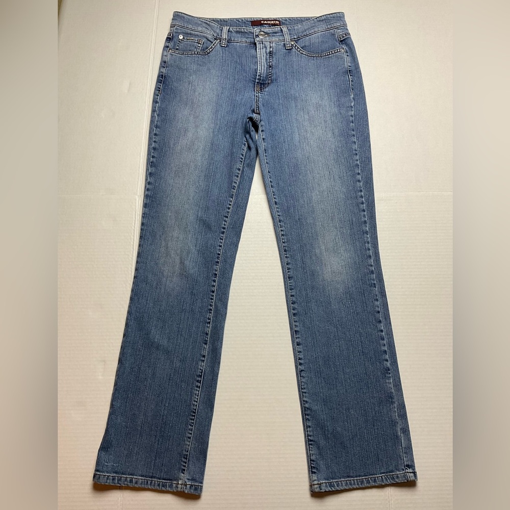 Cambio Womens 10 Norah Slim Fit medium blue faded wash low rise stretch jeans